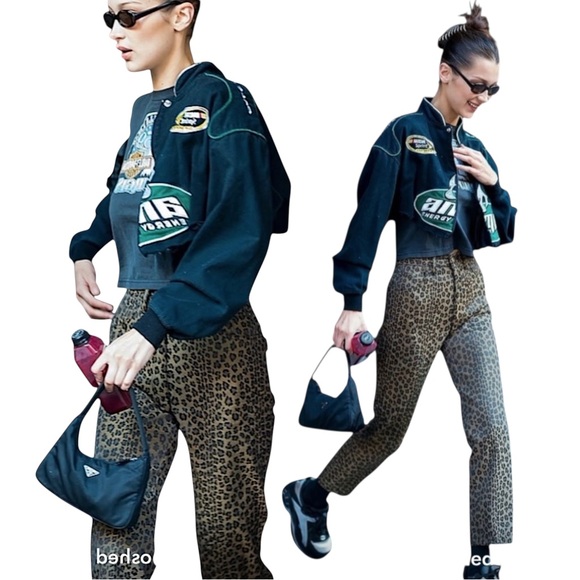 VTG 90s FENDI Zucca Leopard High Waist Straight Crop Jeans Pants ASO Bella Hadid - Picture 13 of 16